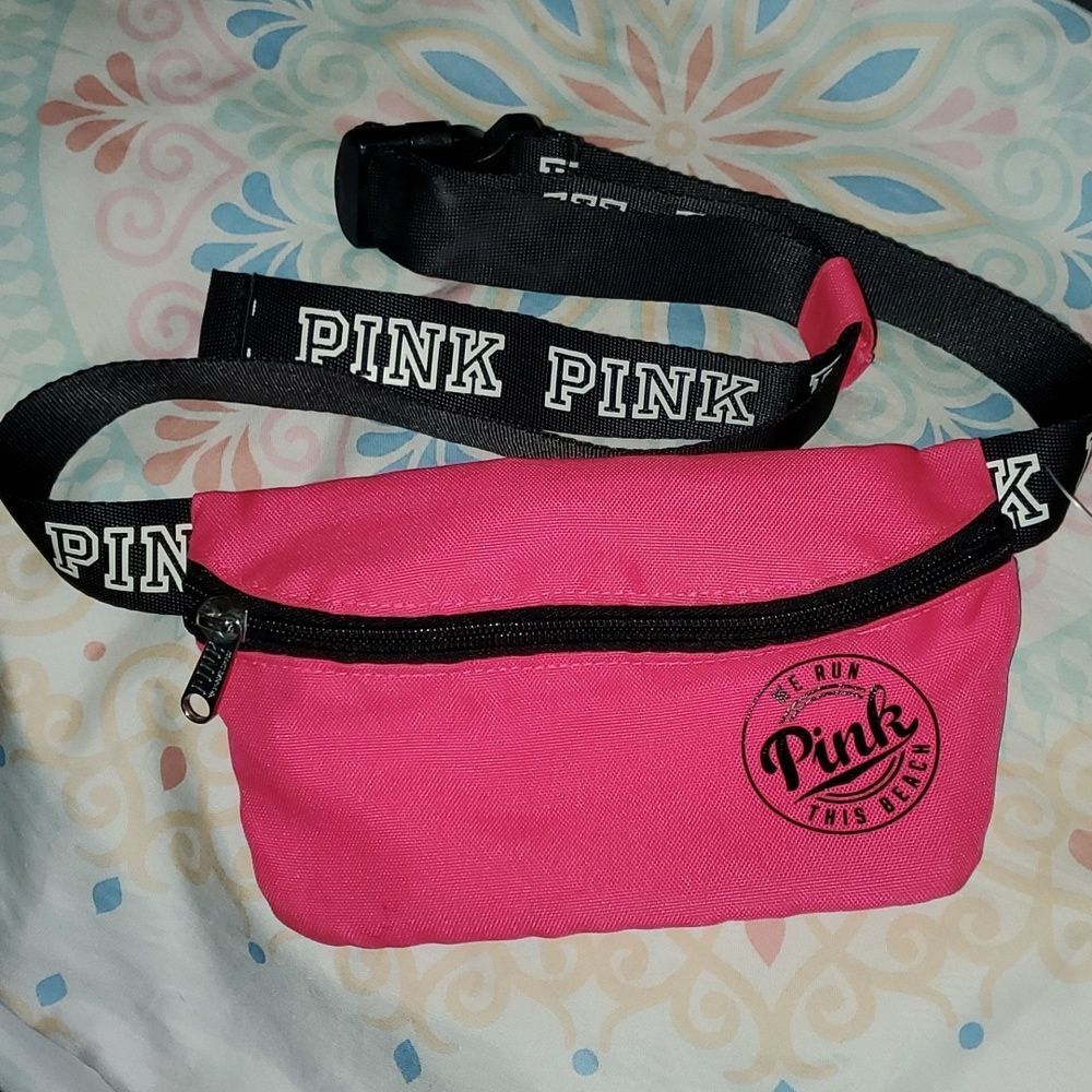 VICTORIA'S SECRET PINK "We run this Beach" Fanny pack belt bag waist purse NWOT